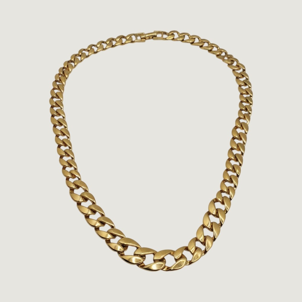 Statement Monet Necklace 80s Gold Tone Curb‎ Link Chain 16 Inch Power Dressing
